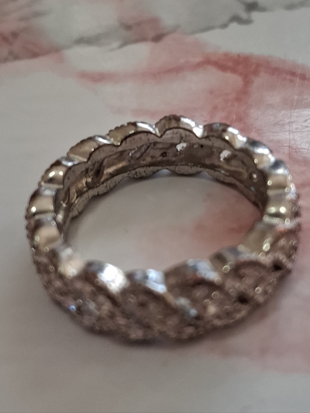 Silver Crystal Eternity Band Ring - Silver
